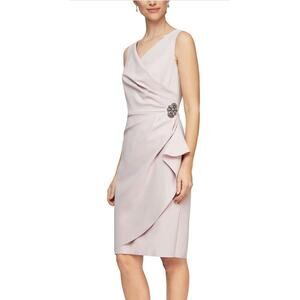 ALEX EVENINGS Womens Cocktail Dress Size 6 Blush Pink Embellished Sleeveless NWT